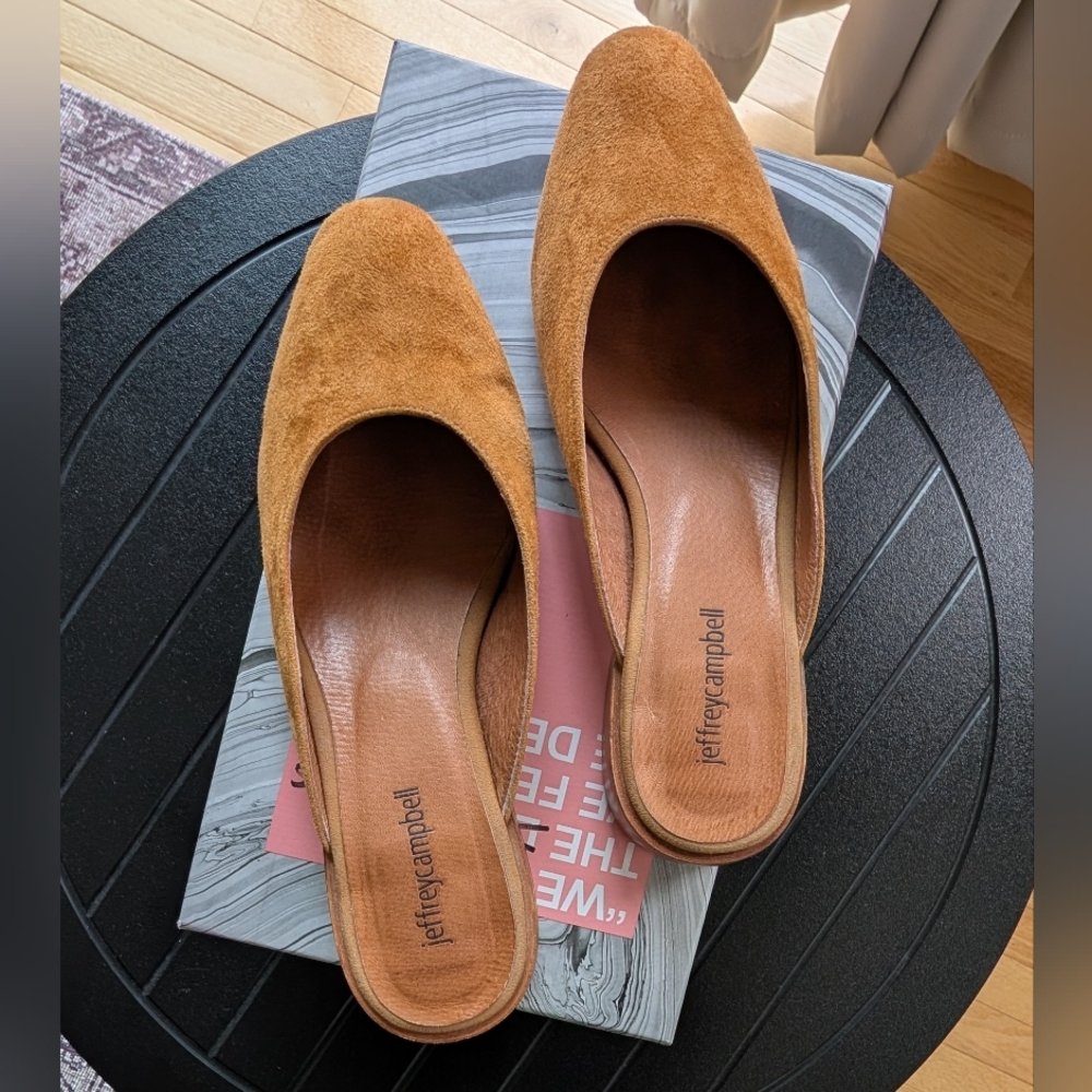 Jeffrey Campbell Mustard Suede Slip-On Mules - Picture 10 of 14